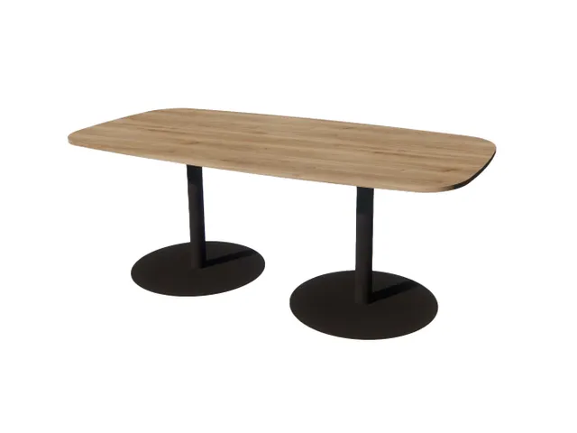 Linesto vergadertafel 200x100 deens ovaal honey castello 25mm zwart