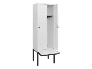 locker met bank,HxBxD 1950x600x815mm,2vak,vak B 300mm,draaigrendel - 2