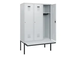 locker met bank,HxBxD 1950x1200x815mm,3vak,vak B 400mm,cilinderslot