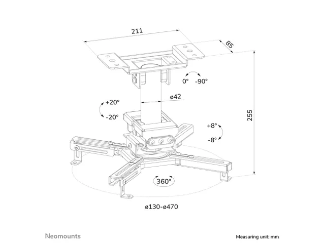 Support de plafond pour vidéoprojecteur Neomounts CL25-530WH1 blanc