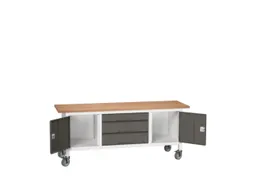 werkbank,HxBxD 830x2000x600mm,multiplexblad,uitrusting: 3laden,2kasten