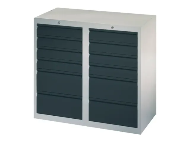 ladekast HxBxD 900x1000x500mm 12laden RAL7035 front RAL7016