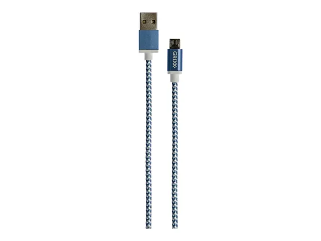 Kabel Grixx Micro USB naar USB-A 3m blauw Wit