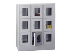 lockerkast,HxBxD 1187x900x500mm,3x3vakken,RAL7035,front RAL5012