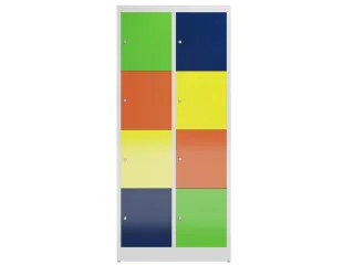 Lockerkast 1800x800x500mm 2x4 vakken cilinderslot, sokkel, Multicolor - 2