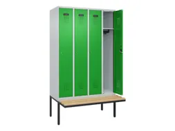 locker met bank,HxBxD 2120x1200x815mm,4vak,vak B 300mm,cilinderslot