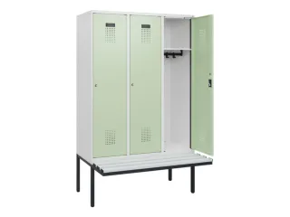 locker met bank,HxBxD 1950x1200x815mm,3vak,vak B 400mm,cilinderslot - 1