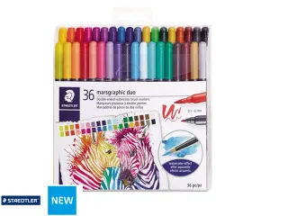 Brushpen Staedtler 3001 Marsgraphic duo 0.5-6mm blister à 36st ass - 2