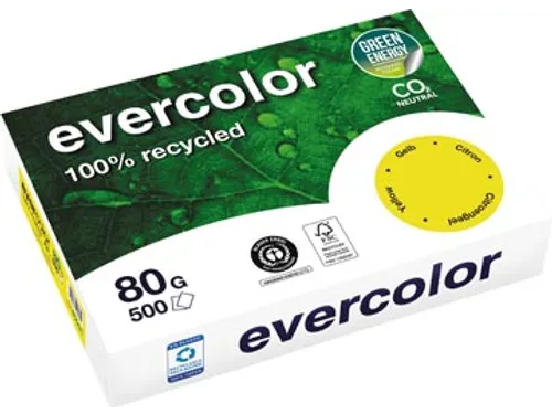 Gerecycleerd Kopierpapier Evercolor 80 Gram A4 Citroen Geel