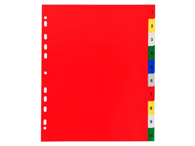Bedrukte tabbladen numeriek assorti PP A4+ 10-delig 1-10 11-gaats