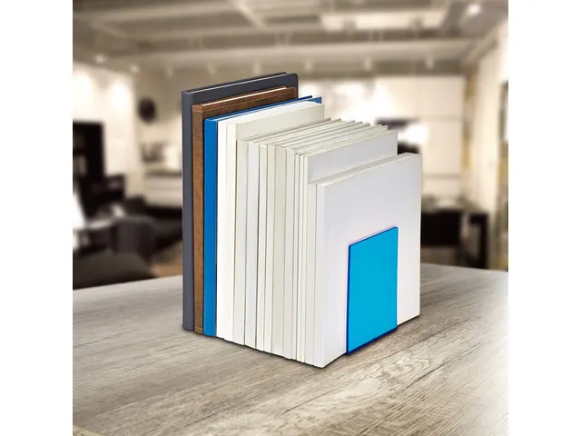 Boekensteun MAUL 10x10x13cm acryl set 2 neon blauw transparant