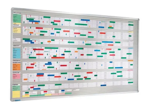 planningsbord,HxB 580x2000mm,bord RAL7035,m. raster,31rails
