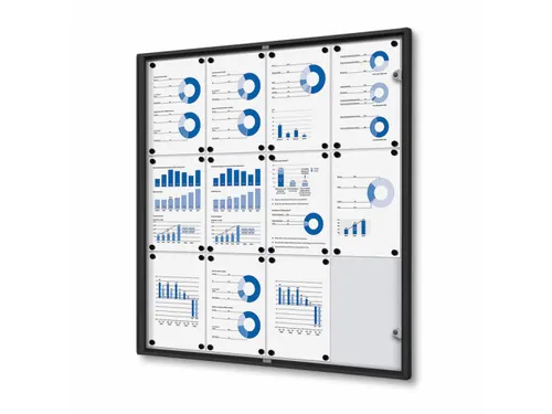 Binnenvitrine Vergrendelbaar Magneethoudend 12xA4 Zwart