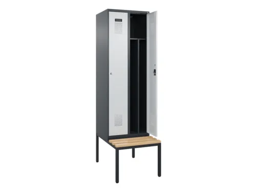 locker met bank,voor scheiding van kleding,HxBxD 2120x600x815mm,2vak