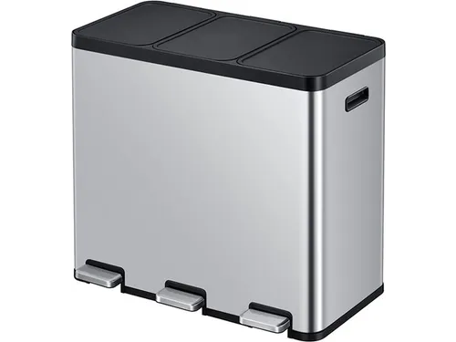 Afvalbak EKO Essential Recycler pedaalemmer 3x20 liter RVS
