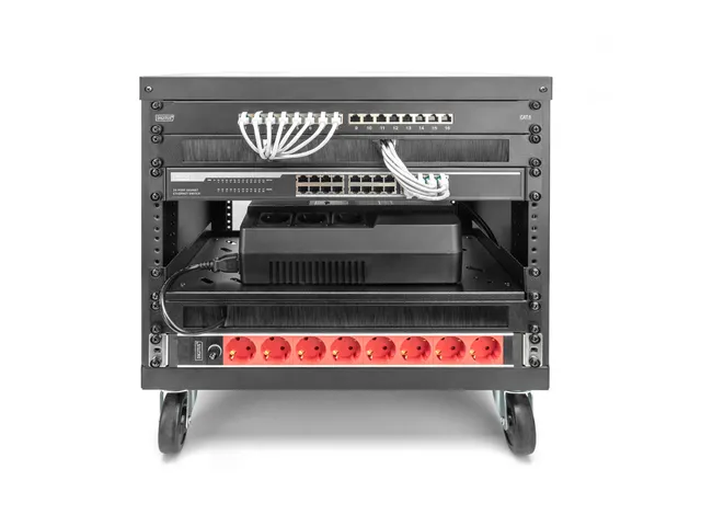 Universeel 21U 19 inch uitrustingsrek met wielen Zwart