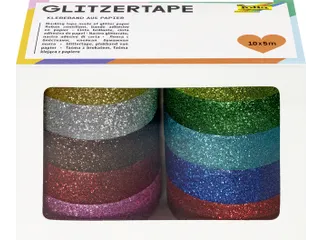 Plakband Folia glitter 5mx15mm 10 stuks 10 kleuren - 1