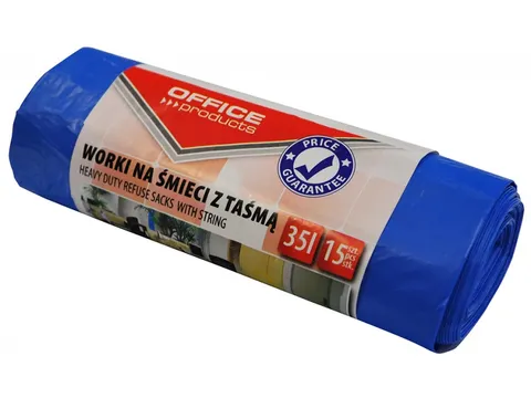 vuilniszak met trekkoord 50x57cm 35L LDHD 25 micron blauw 15 stuks