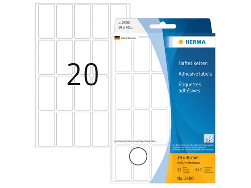 HERMA 2400 Universele etiketten 19x40mm Wit 640 stuks