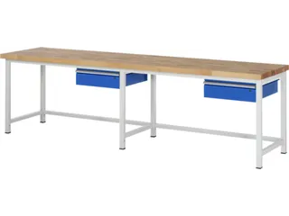 werkbank,HxBxD 840-1040x3000x700mm,beukblad,draagverm. 1250kg,4voeten - 1