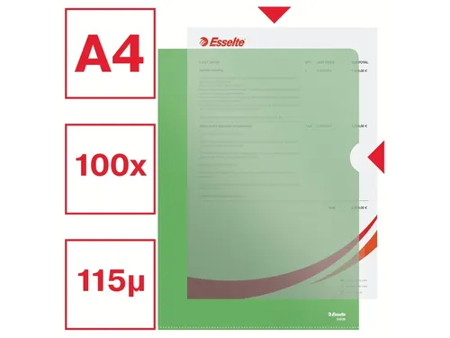 Insteekmap L-map Esselte Standaard A4 0.11mm Pp Groen