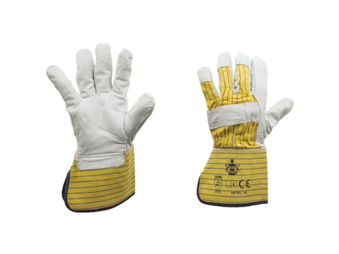 My-T-Gear mechanische lederen handschoenen, blauw/geel/grijs, maat 9,