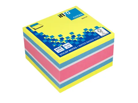 75X75Mm Assorti Felle Kleuren Blok A 450 Vel