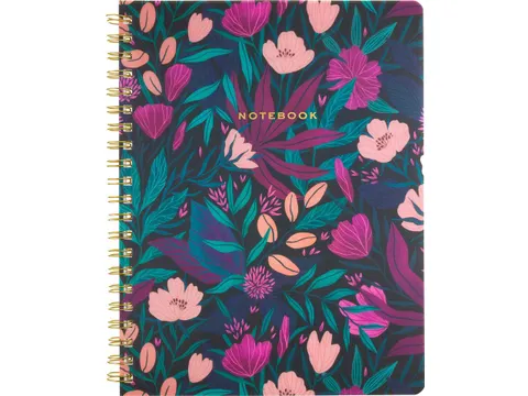 Notitieboek Èccolo spiraal Poly Tropical Floral lijn ca.20x25cm 80gr.