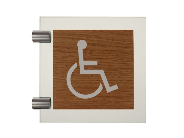 Premium Pictogram Glasslook Houtlook Mindervaliden 150x150mm | AanAfwezigheidsbord.nl