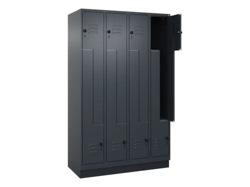Z-garderobekast,HxBxD 1950x1200x500mm,vak B 150/300mm,draaigrendel