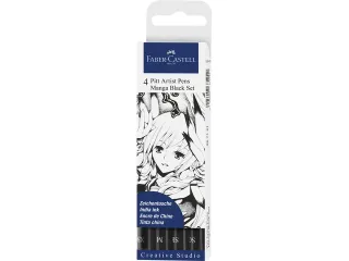 Tekenstift Faber-Castell Pitt Artist Pen Manga 4-delig etui zwart - 1