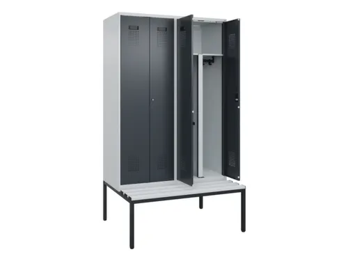 PBM-locker met bank,HxBxD 2120x1200x815mm,4vak,vak B 300mm
