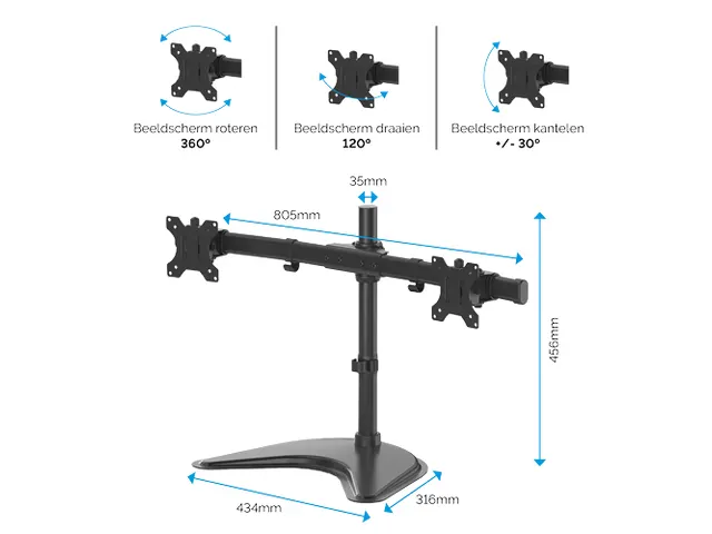 Monitorarm Fellowes Seasa dubbel horizontaal vrijstaand zwart