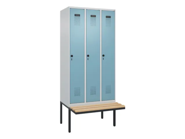 locker met bank,voor scheiding van kleding,HxBxD 2120x900x815mm,3vak