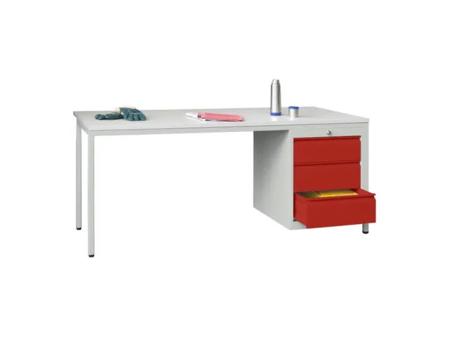 Bureau De Prestige Hxlxp 720X1700X800Mm 3Tiroirs À Droite Ral7035 Fa