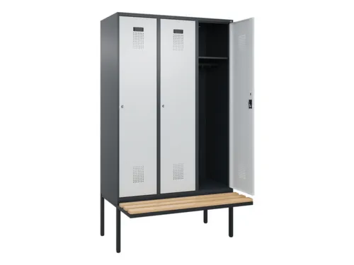 locker met bank,HxBxD 2120x1200x815mm,3vak,vak B 400mm,cilinderslot