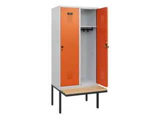 locker met bank,HxBxD 1950x800x815mm,2vak,vak B 400mm,draaigrendel - 1