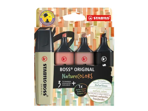 Markeerstift STABILO Boss 70/4 nature colors etui à 4 stuks