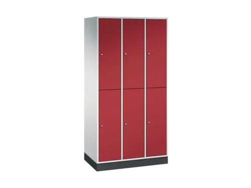 Dubbeldekse garderobekast,RAL 7035/RAL 3003,HxBxD 1950x920x500mm