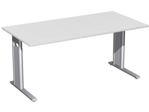 Bureau C-Poot HxBxD 680-800x1600x800mm Decor Lichtgrijs Zilverkleurig