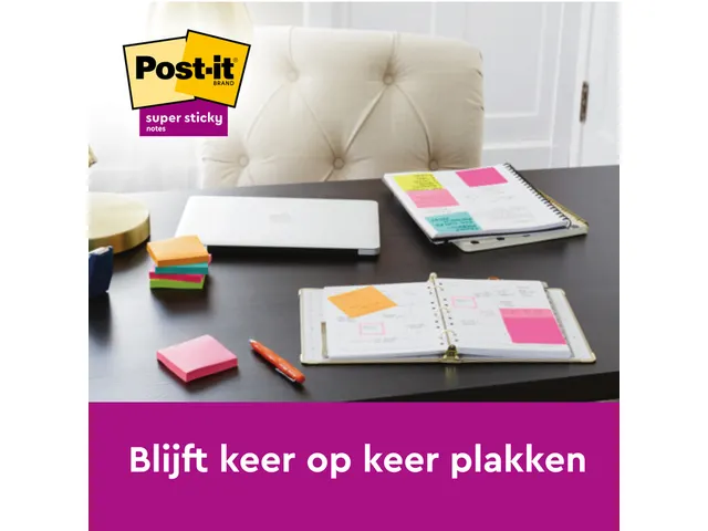 Memoblok Post-it 622 Super Sticky 47,6x47,6mm Carnival 12 stuks