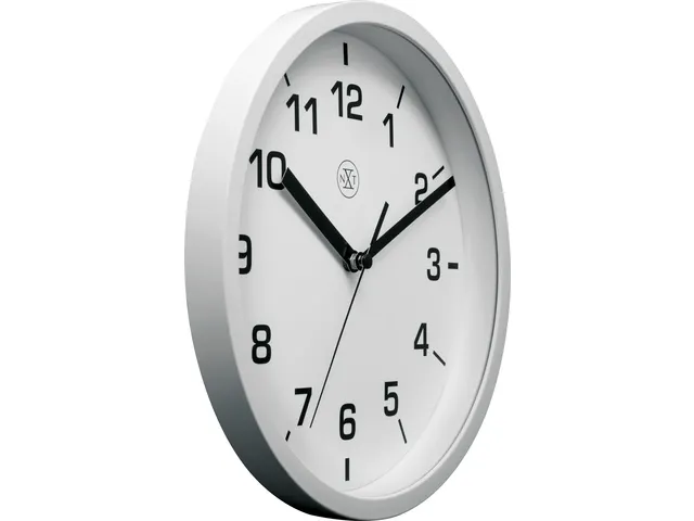 wandklok NXT diameter 20cm kunststof wit, witte wijzerplaat