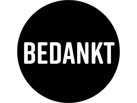 KP Sticker rond 40mm "BEDANKT" zwart/wit 250 stuks