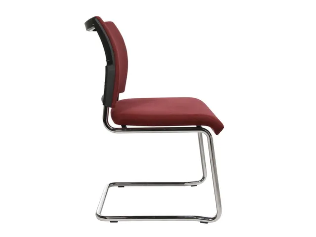 Chaise visiteur Tissu bordeaux Assise 480x450mm Cadre traineau