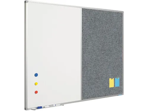 Combibord Wit Donkergrijs 60x90cm Whiteboard / Prikbord