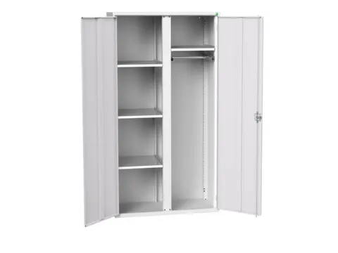 Lockerkast 2000x1050x550mm 4 vakken, dubbele vleugeldeur, RAL7035