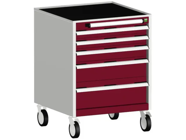 ladekast verrijdbaar 880x650x525mm 5laden romp RAL7035 front RAL3004