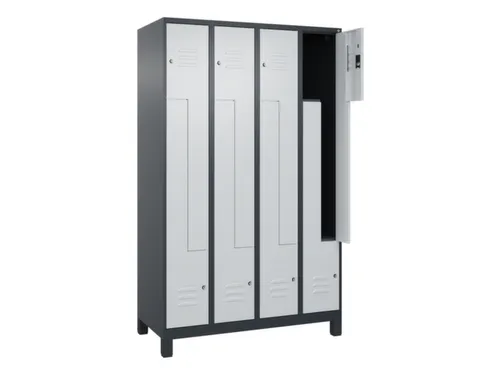 Z-garderobekast,HxBxD 1950x1200x500mm,vak B 150/300mm,cil.-slot,voeten