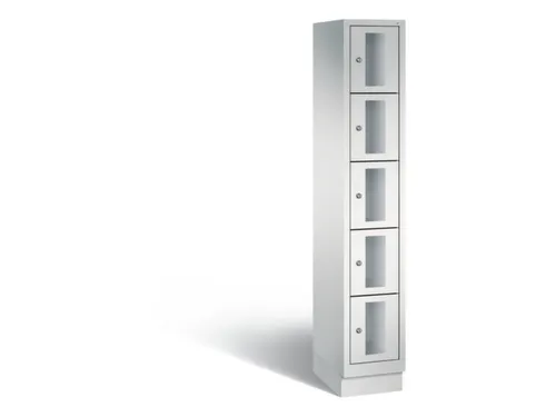 Lockerkast 1800x320x500mm 1x5 vakken Cilinderslot, Sokkel, RAL7035