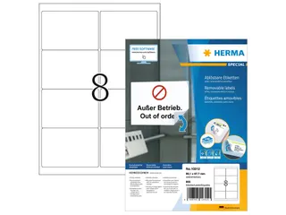 HERMA 10312 Verwijderbare Adresetiket A4 99,1x67,7mm Wit 800 stuks - 1